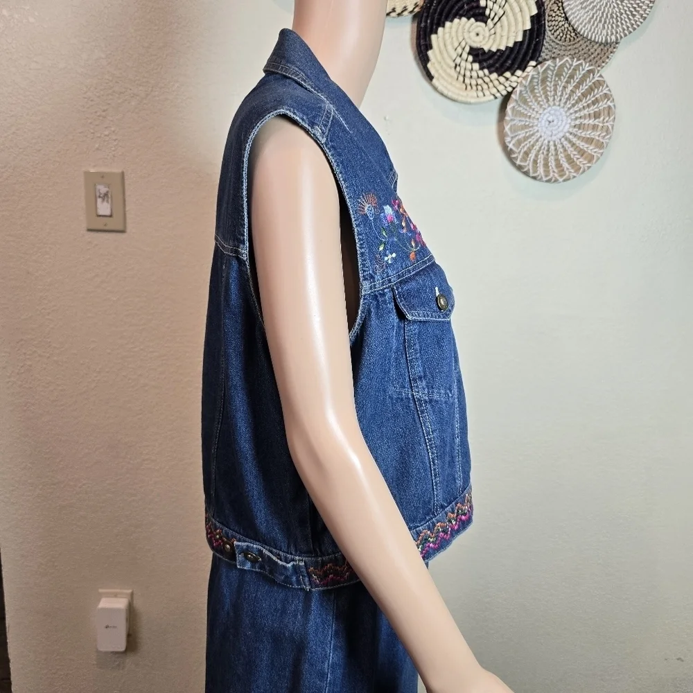 Rhythm Blue Women’s Embroidered Floral Denim Jacket Sz LgSkirt Maxi Set Size Med